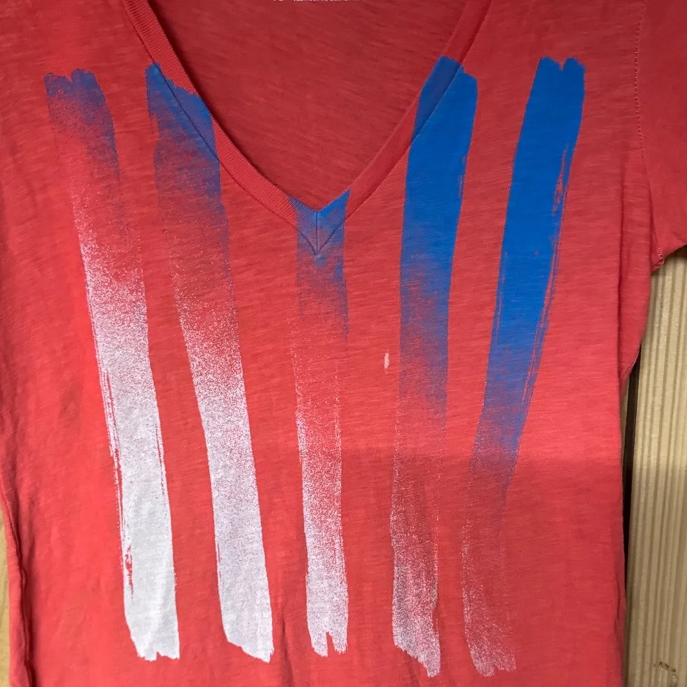 American Eagle Outfitters Red Tee with Blue and White Accents - Picture 3 of 4